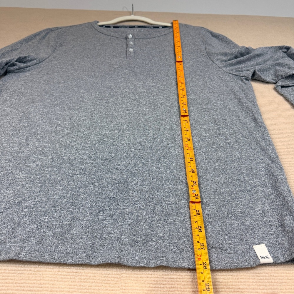Magnolia Home No 16 Mens Heather Gray Long Sleeve Henley Shirt L L/G - Picture 7 of 14